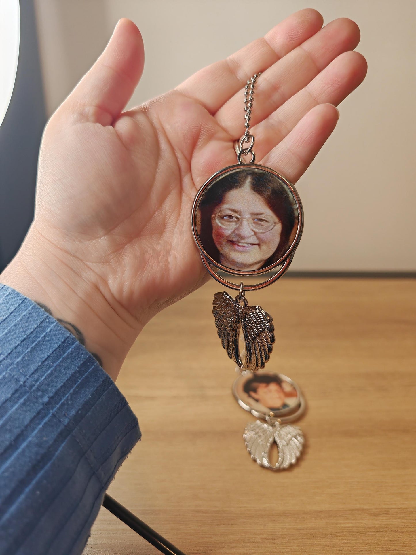 Wedding Bouquet memorial photo charm - angel wings