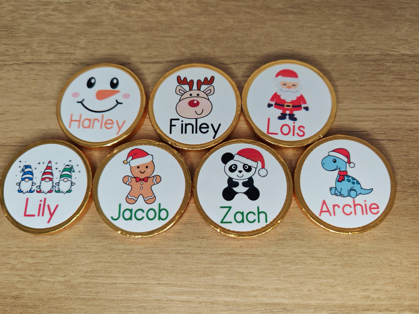 5 x Personalised chocolate coins, stocking filler, christmas eve box, christmas gifts