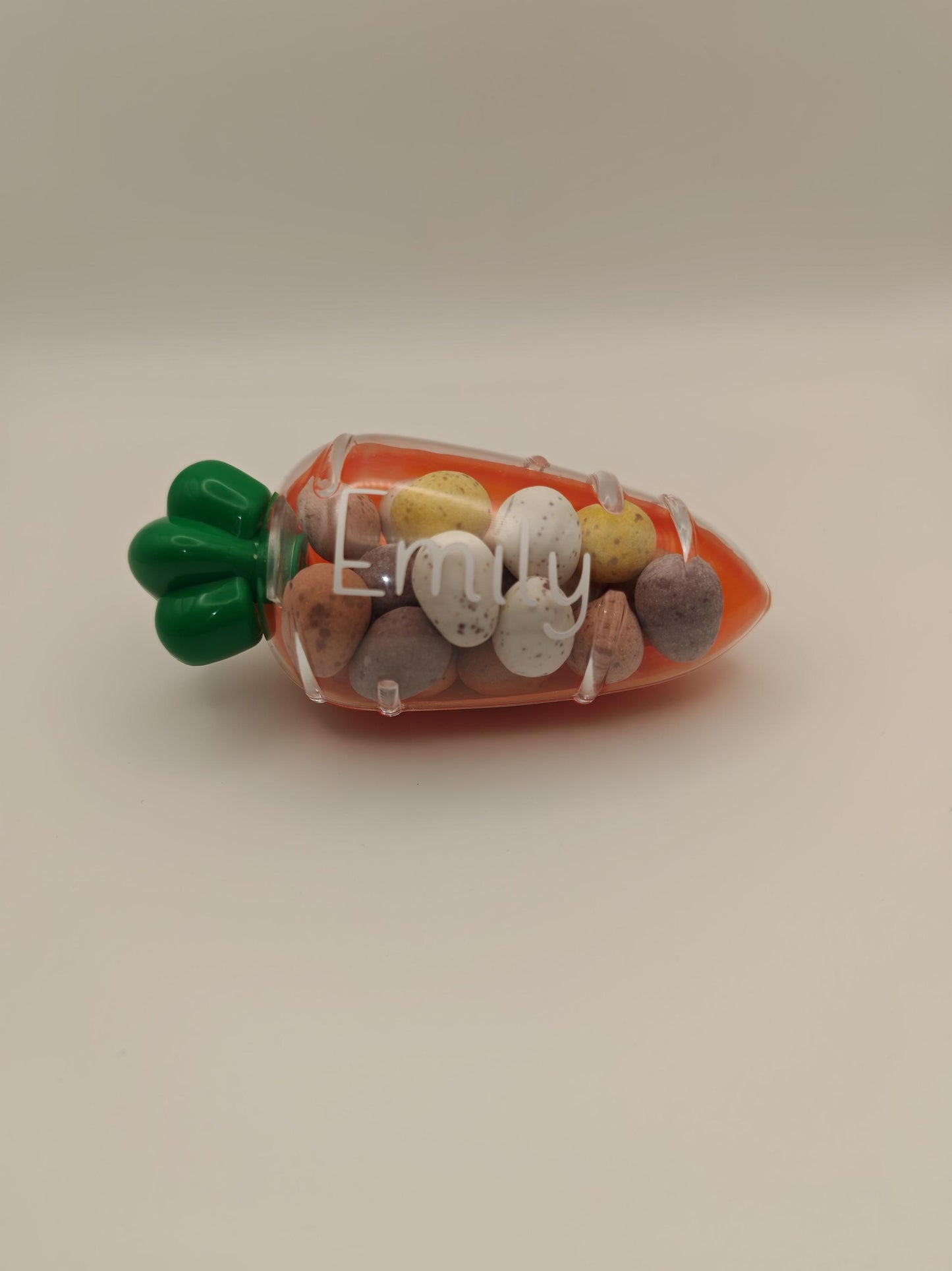 Personalised plastic Easter carrot - pre filled with Mini Eggs