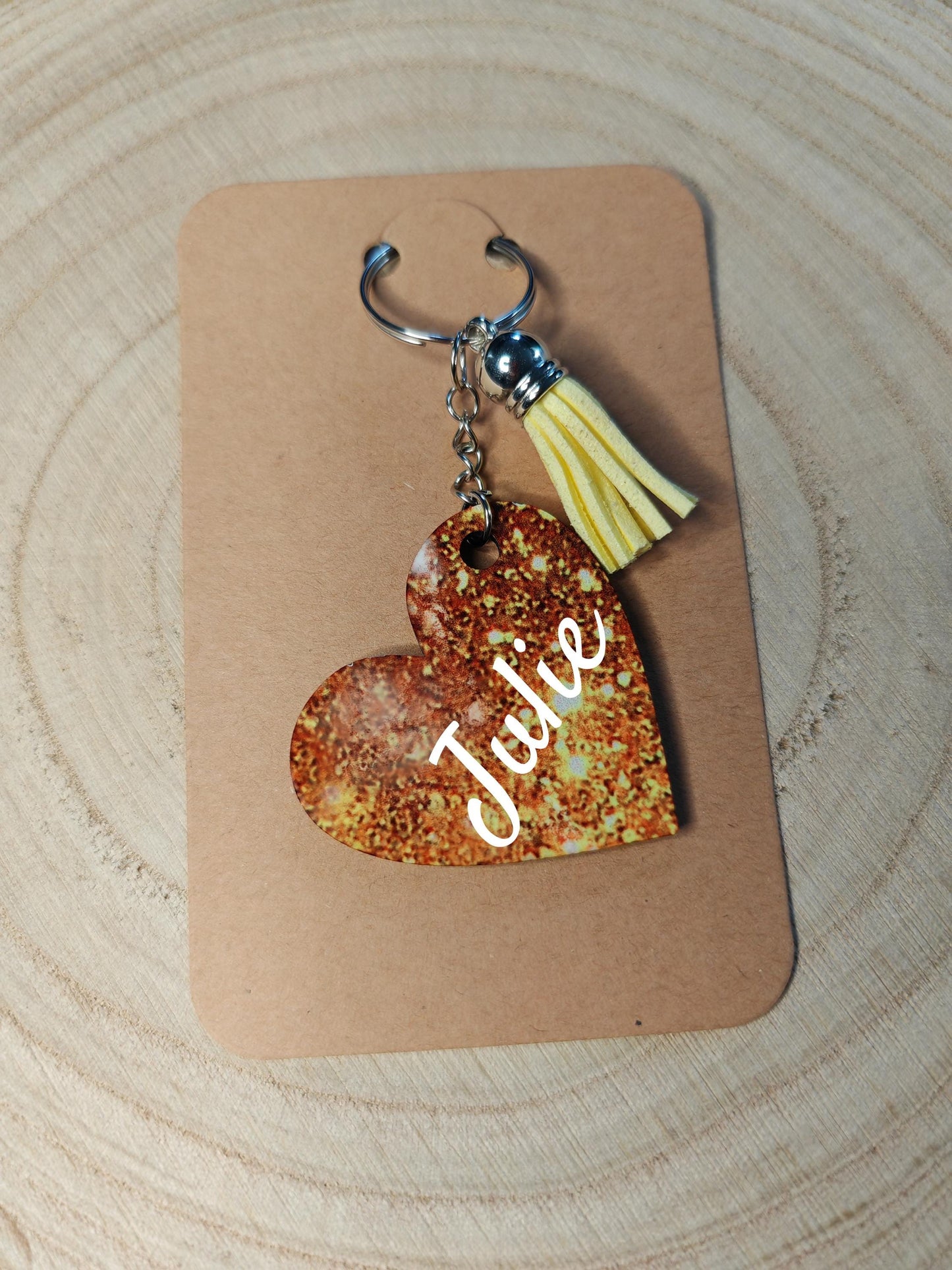 Key rings - Personalised Name with coloured tassle - Gold