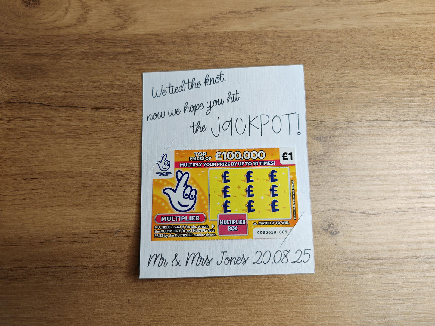 Scratch card holder wedding favours - white  linen card