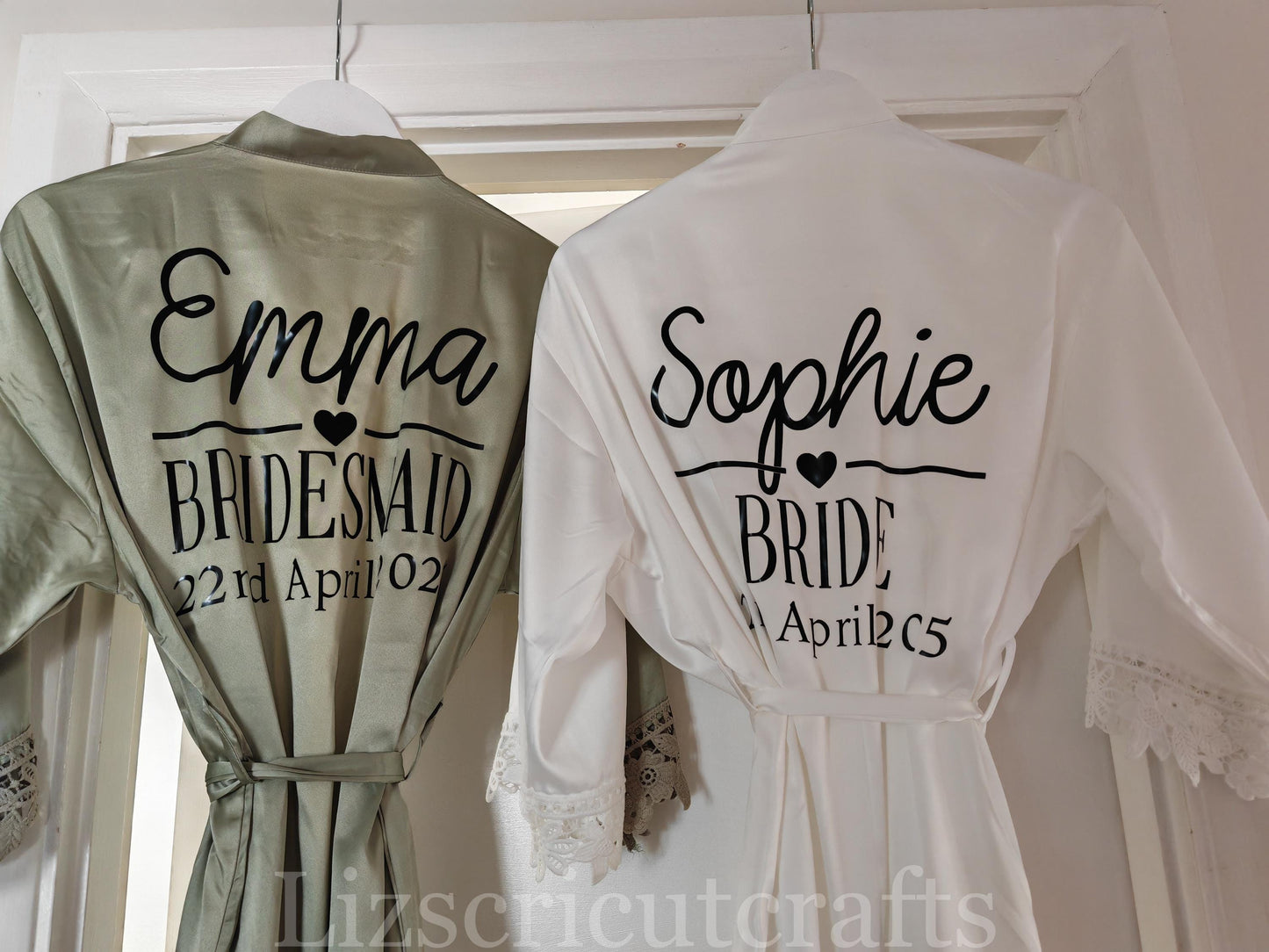 Bride/Bridesmaid Proposal gift or Thank you gift - Wedding Morning Robes - Lace edged Satin Robes sizes 8 - 32