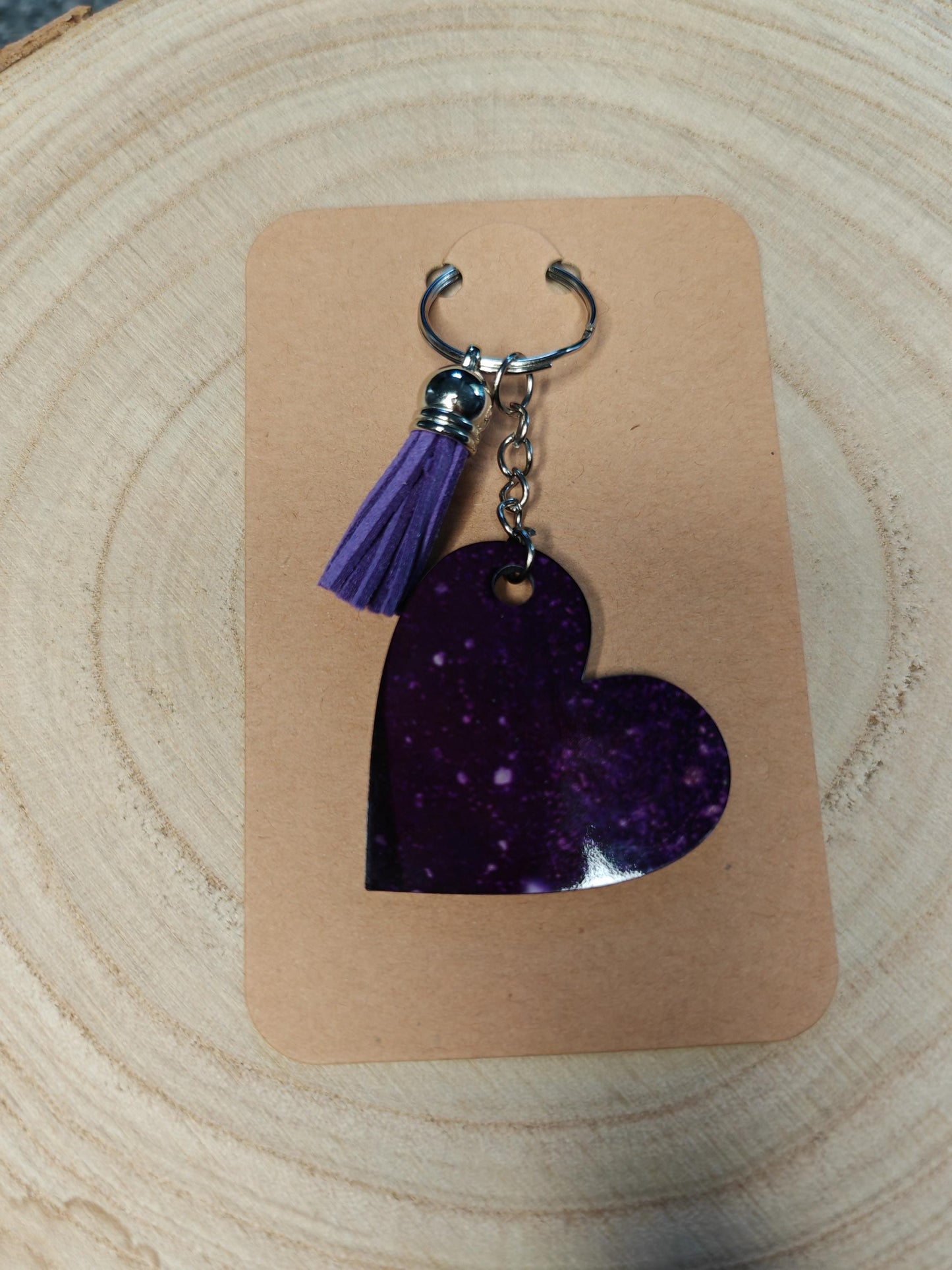 Key rings - Personalised Name with coloured tassle - Purple