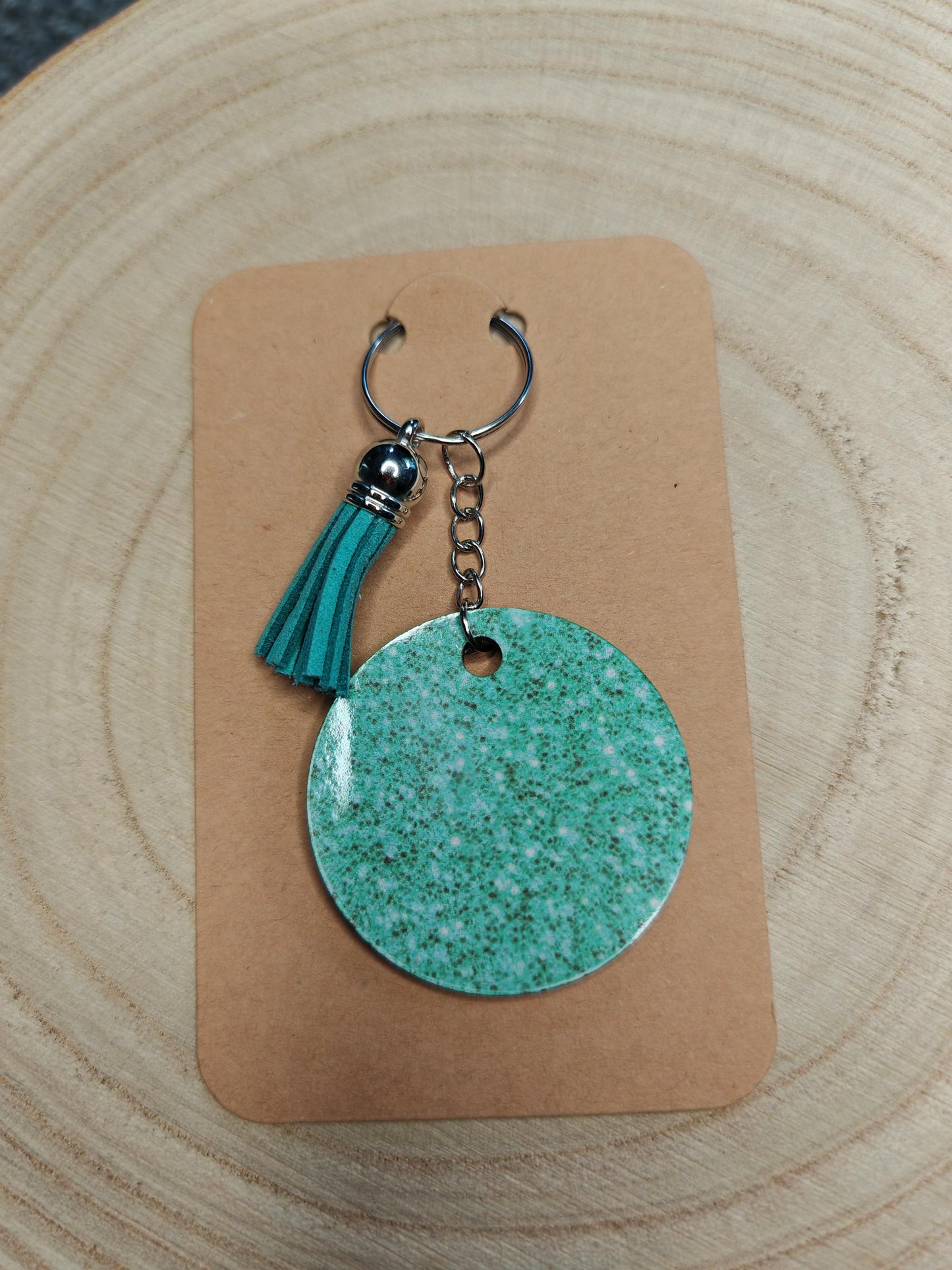 Key rings - Personalised Name with coloured tassle - Aqua