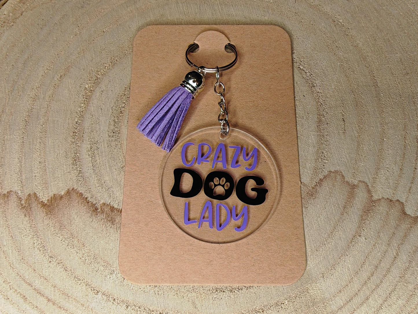 Novelty Keyrings - Crazy Dog lady