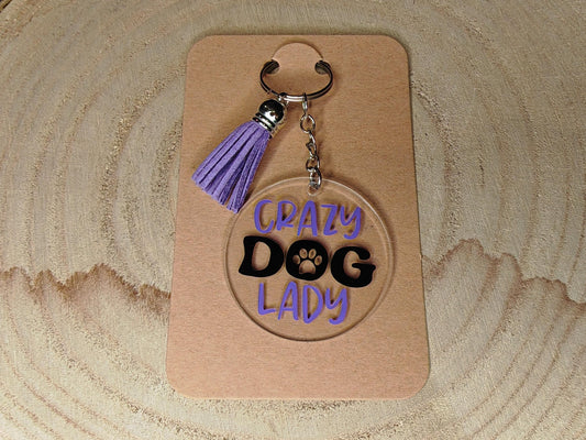 Novelty Keyrings - Crazy Dog lady