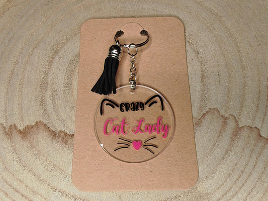 Novelty Keyrings - Crazy cat lady