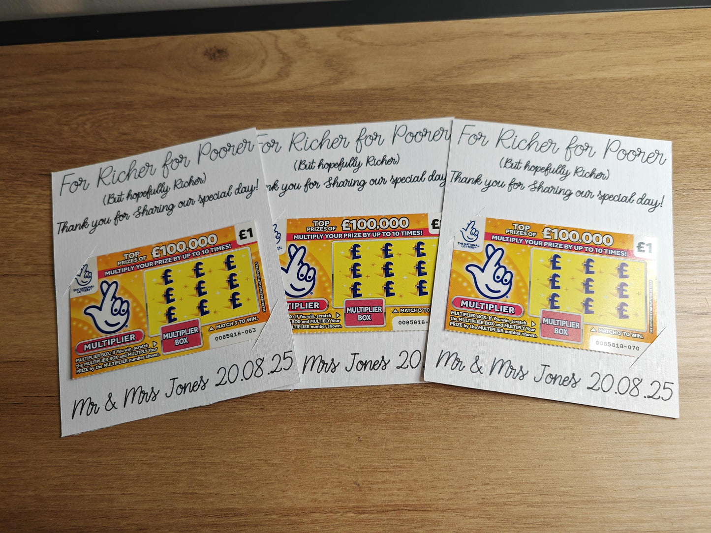 Scratch card holder wedding favours - white  linen card