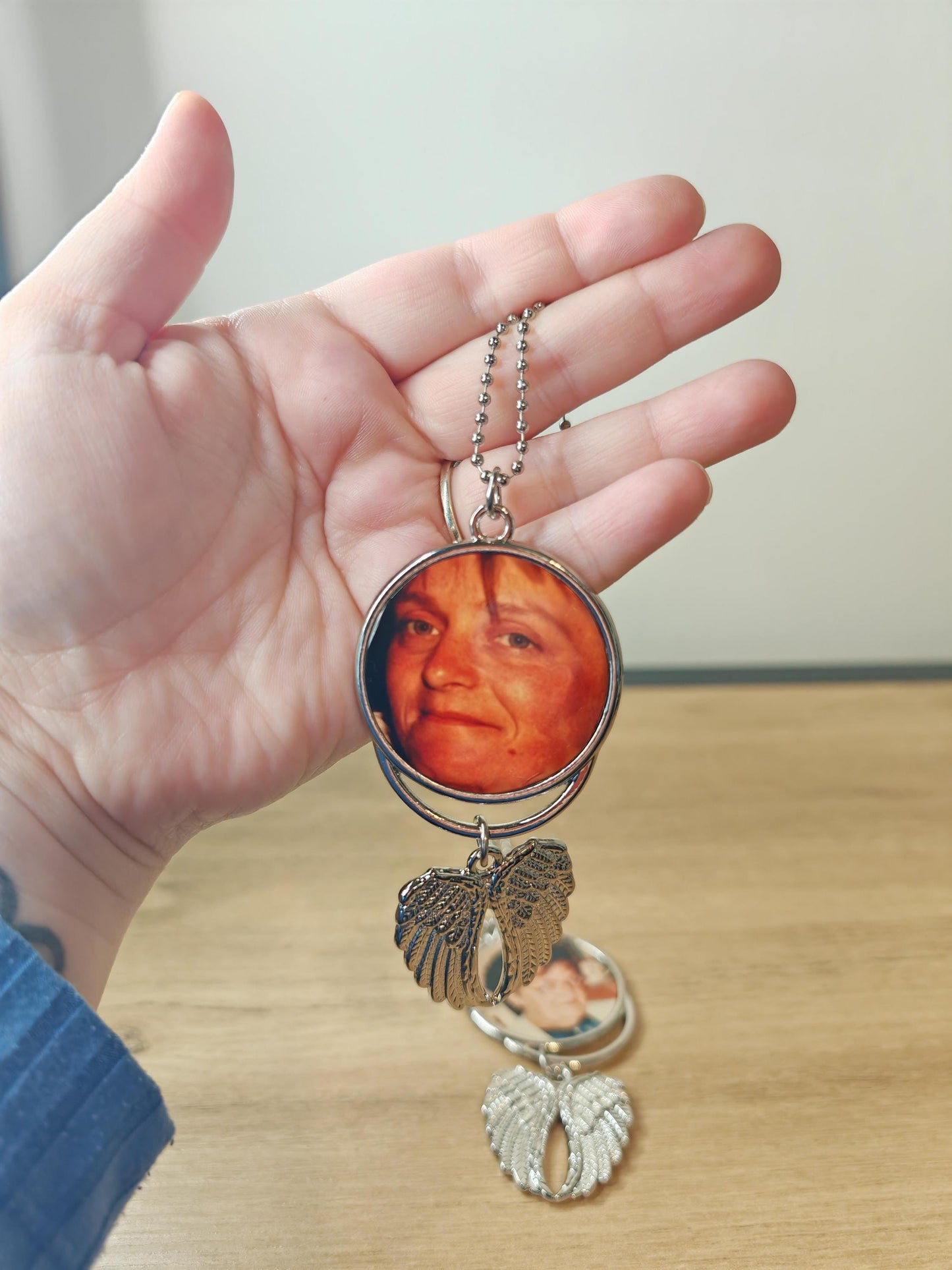 Wedding Bouquet memorial photo charm - angel wings