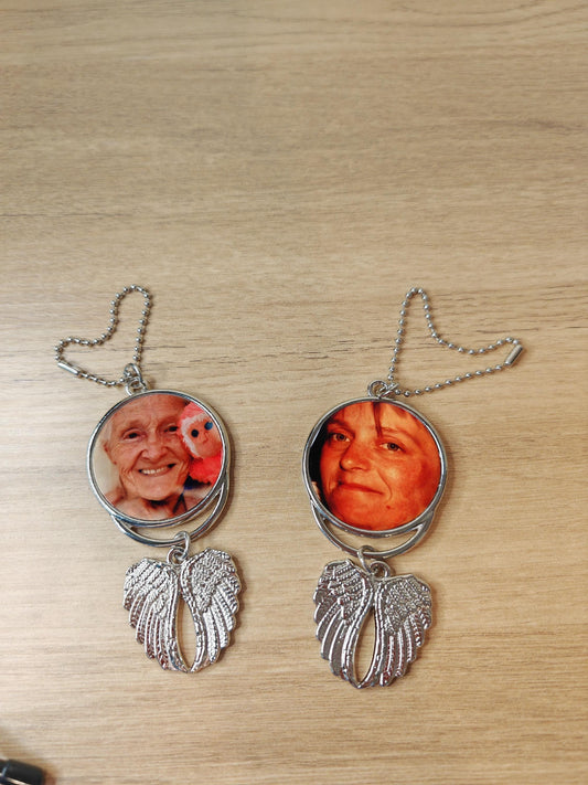 Wedding Bouquet memorial photo charm - angel wings