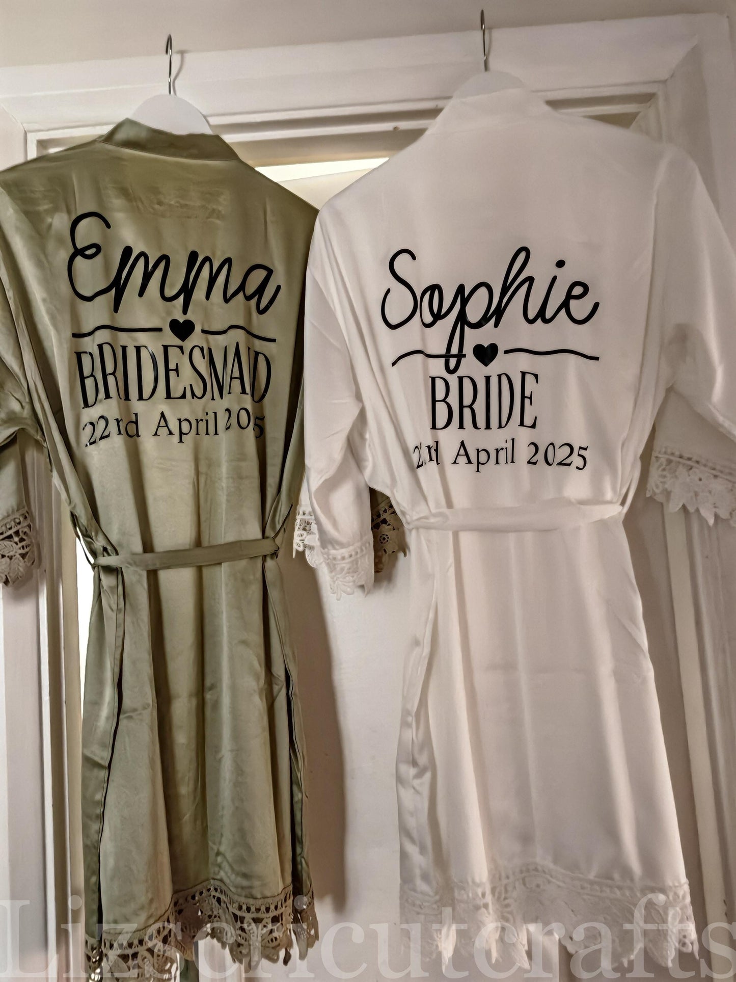 Bride/Bridesmaid Proposal gift or Thank you gift - Wedding Morning Robes - Lace edged Satin Robes sizes 8 - 32