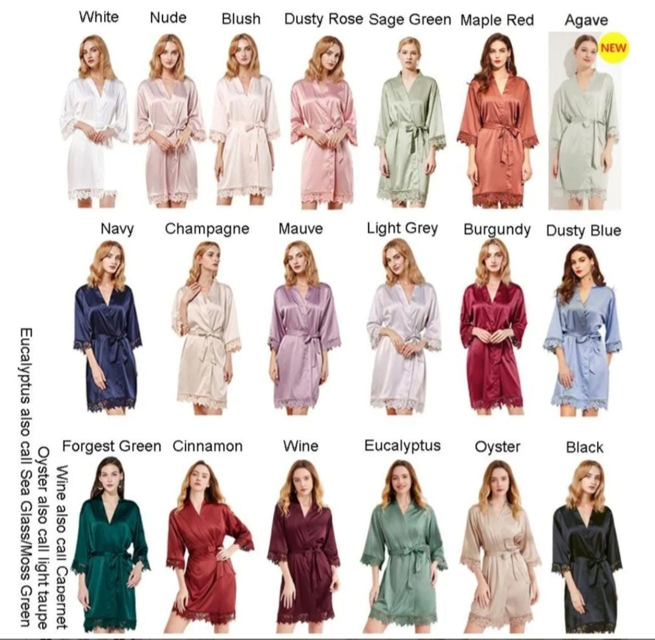 Bride/Bridesmaid Proposal gift or Thank you gift - Wedding Morning Robes - Lace edged Satin Robes sizes 8 - 32