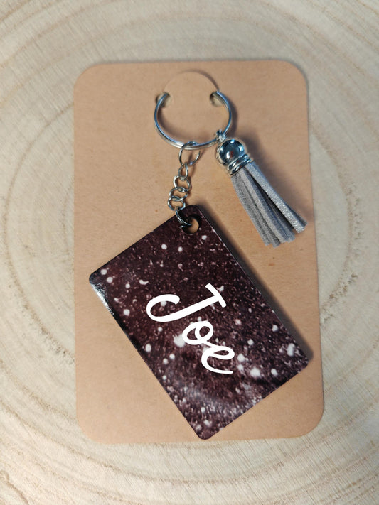 Key rings - Personalised Name with coloured tassle - Black