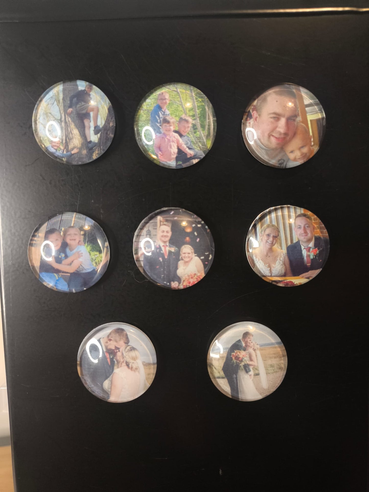 Personalised glass 30mm photo Cabochon Magnets - Set of 4 - Photo Gifts - Family photos - Memory Magnets
