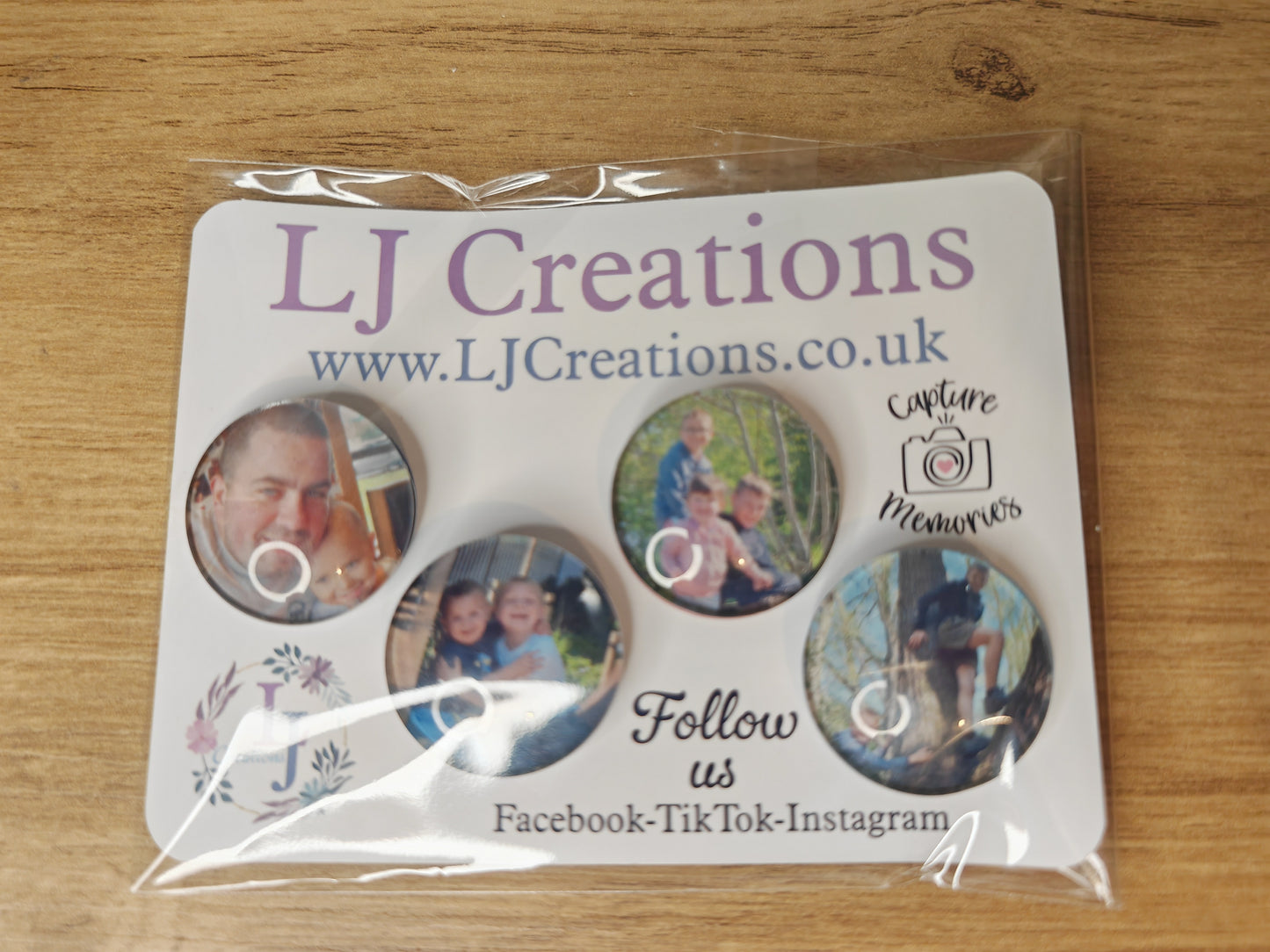 Personalised glass 30mm photo Cabochon Magnets - Set of 4 - Photo Gifts - Family photos - Memory Magnets