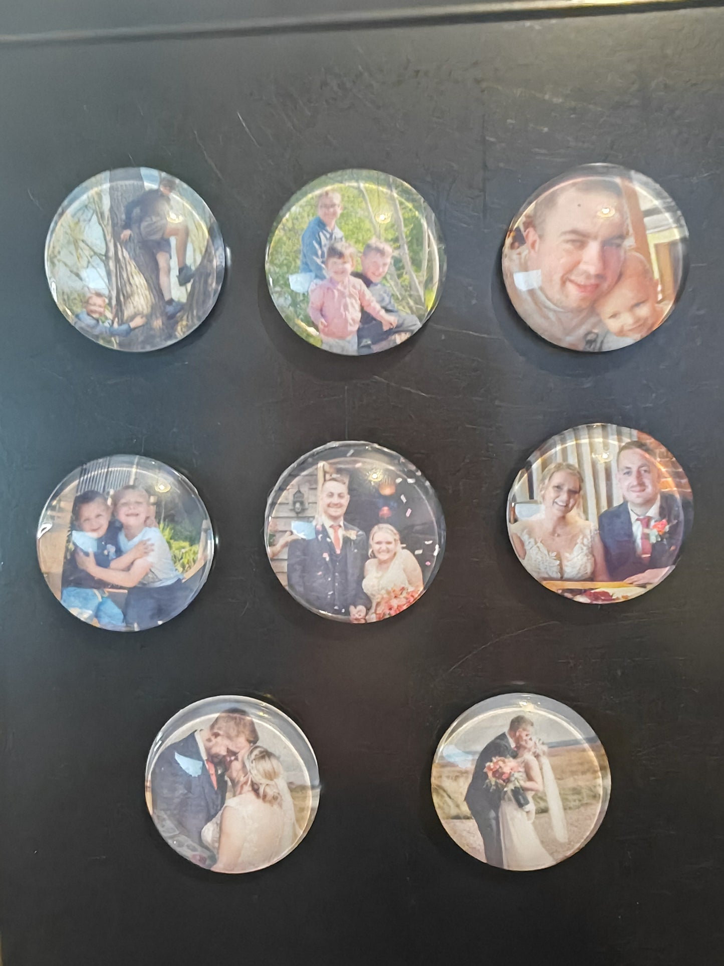 Personalised glass 30mm photo Cabochon Magnets - Set of 4 - Photo Gifts - Family photos - Memory Magnets