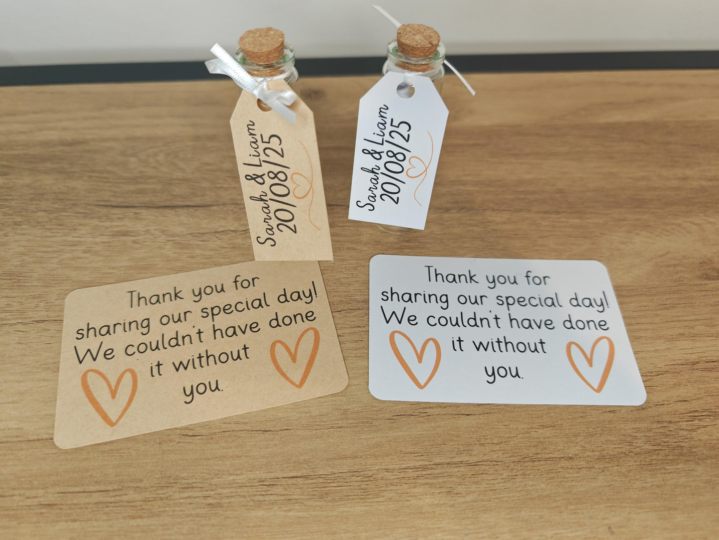 Message in a bottle - glass wedding favour with tag
