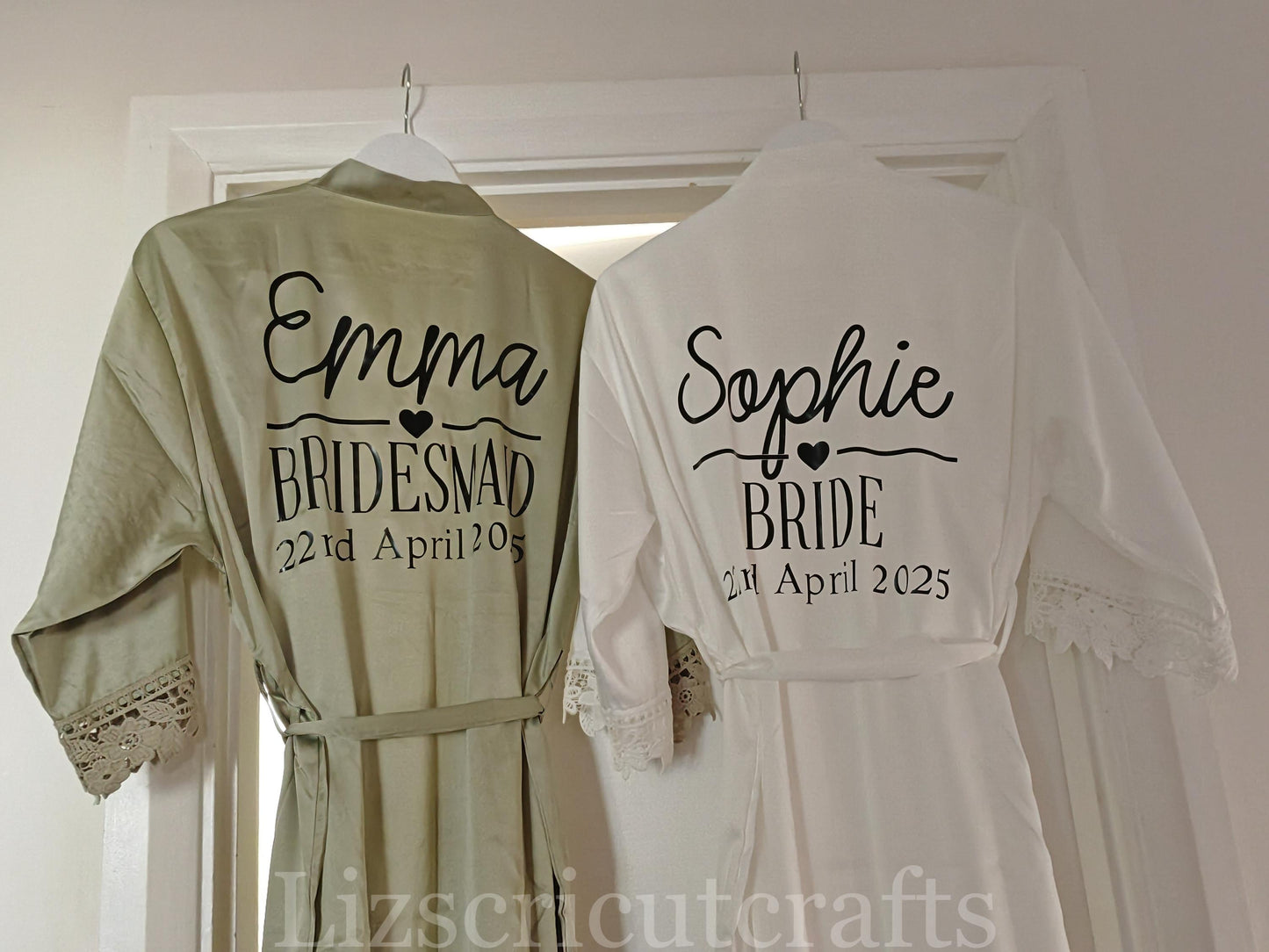 Bride/Bridesmaid Proposal gift or Thank you gift - Wedding Morning Robes - Lace edged Satin Robes sizes 8 - 32
