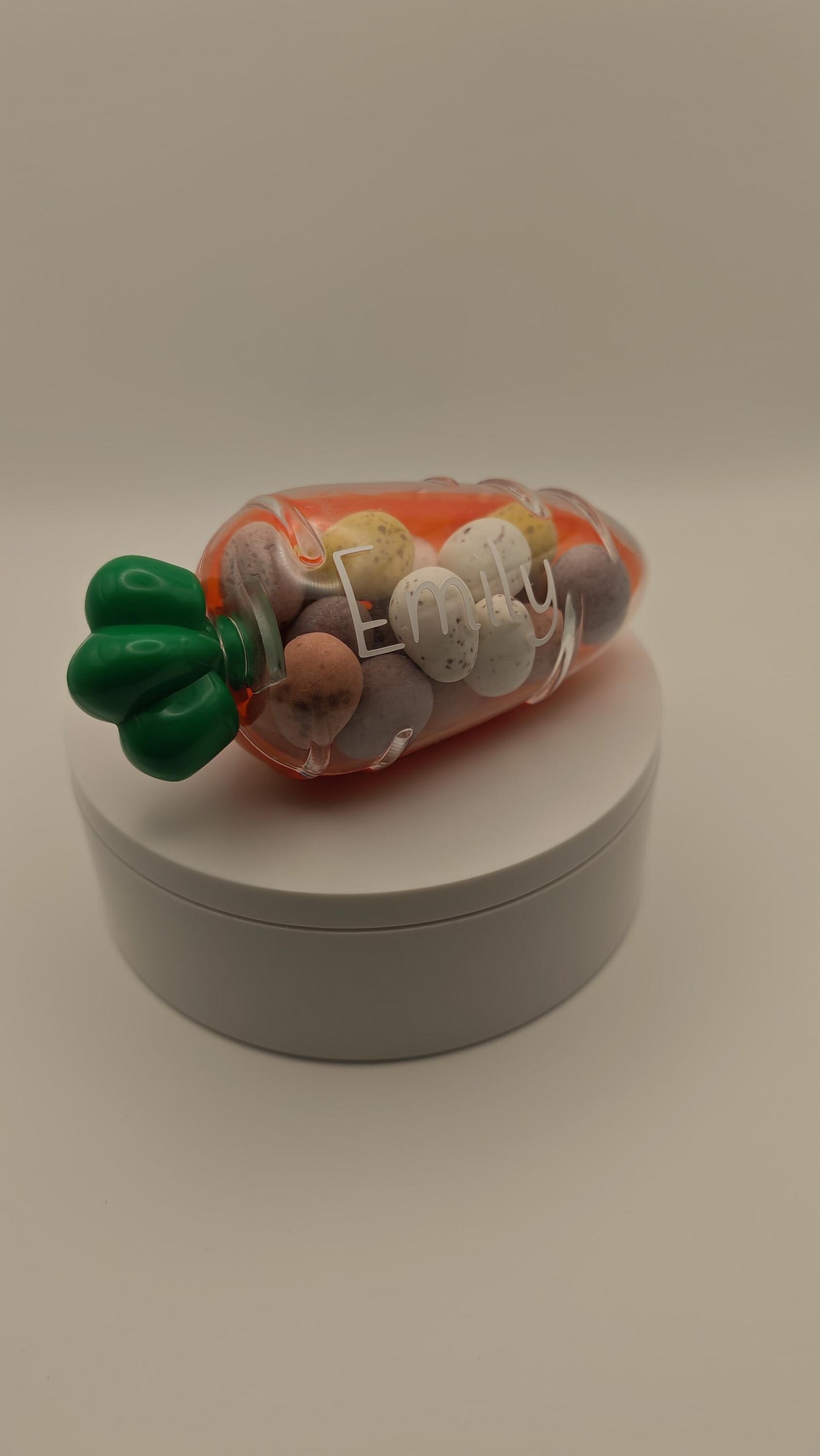 Personalised plastic Easter carrot - pre filled with Mini Eggs
