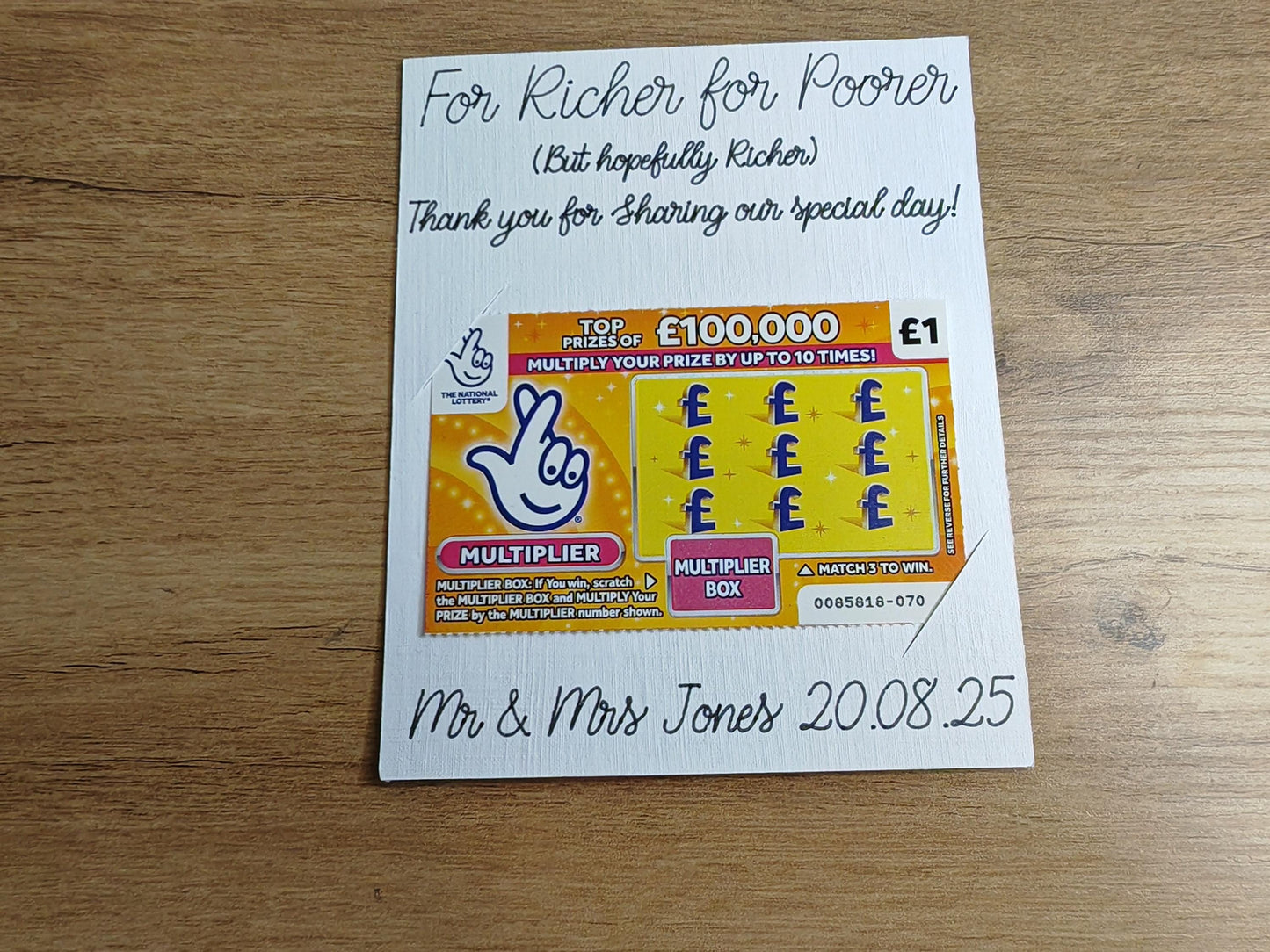 Scratch card holder wedding favours - white  linen card