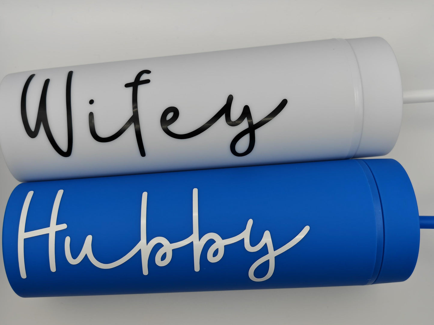 16oz - Skinny Tumbler - Hubby & Wifey set