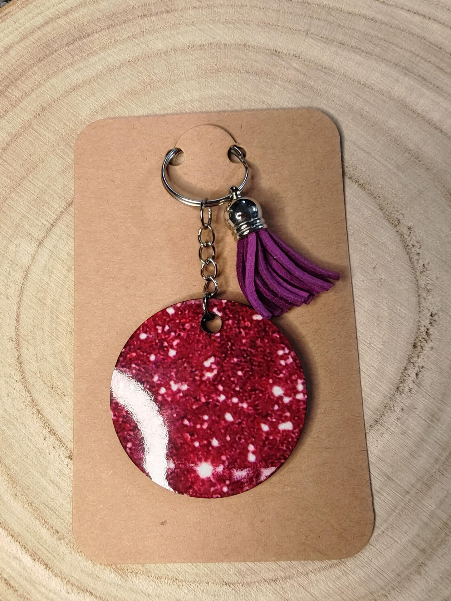 Key rings - Personalised Name with coloured tassle - Pink