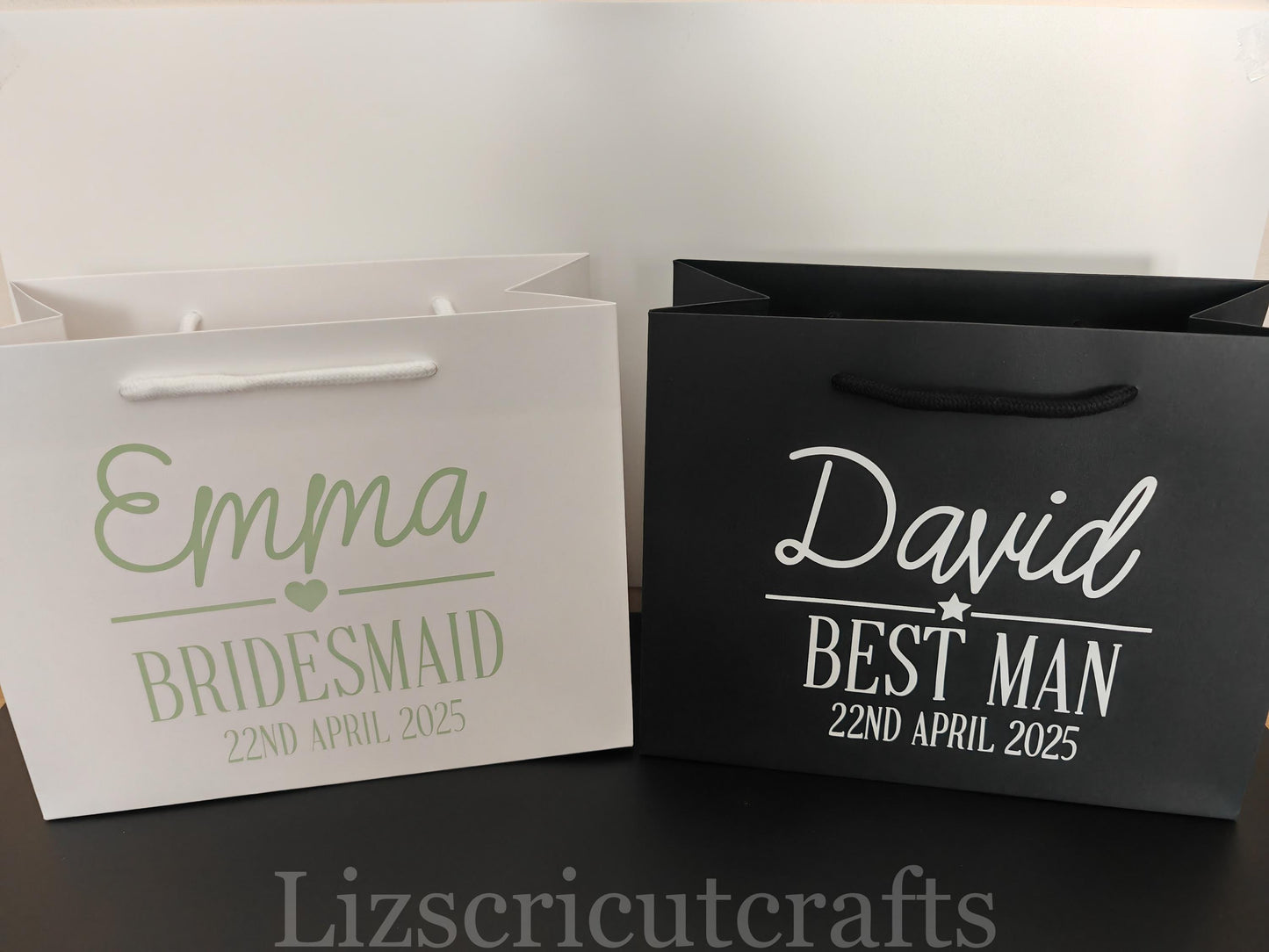 Bride, bridesmaid, groom, groomsmen, best man Gift bags 20cmx25cmx10cm