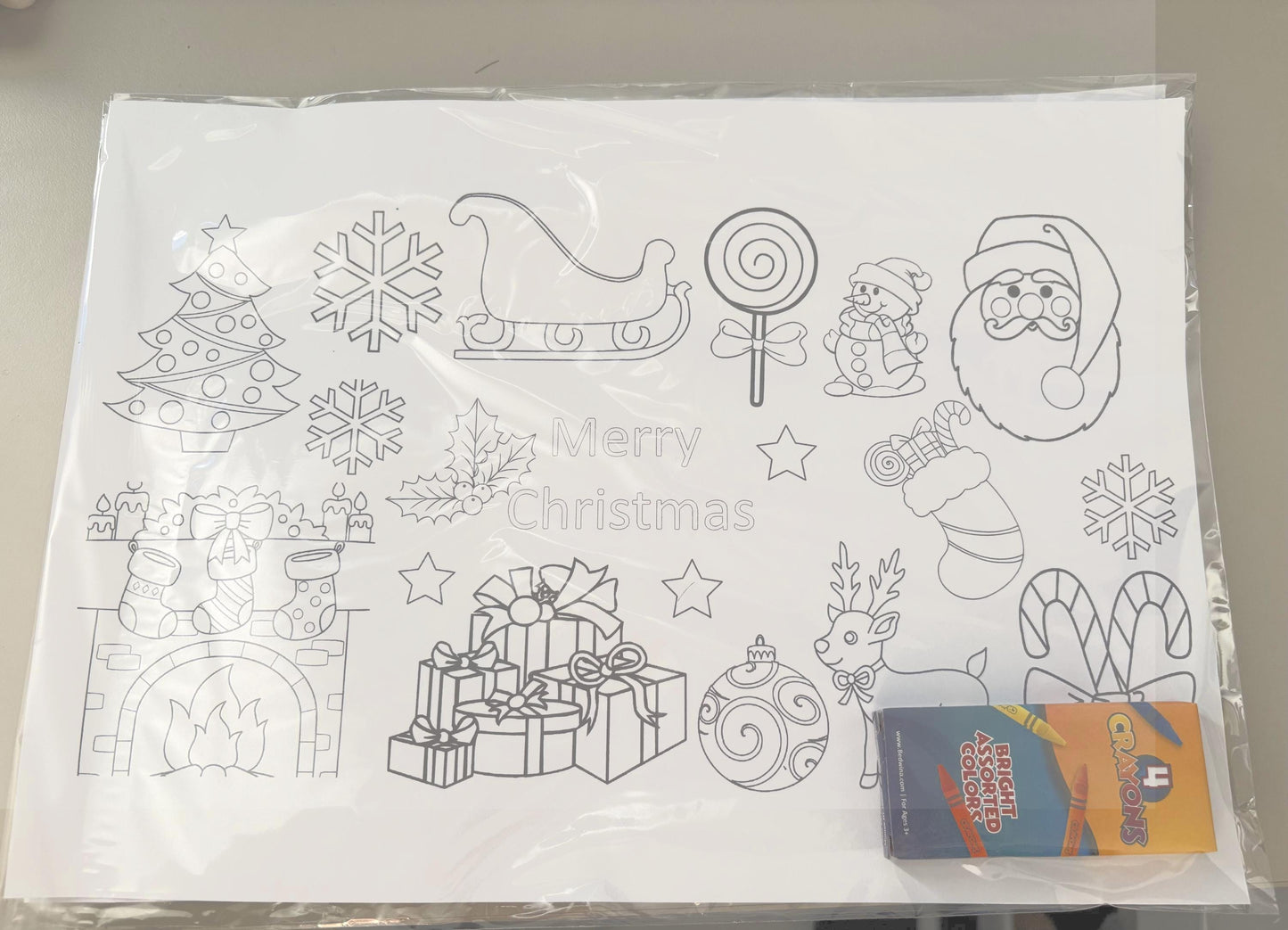 kids Christmas colouring in placemat card