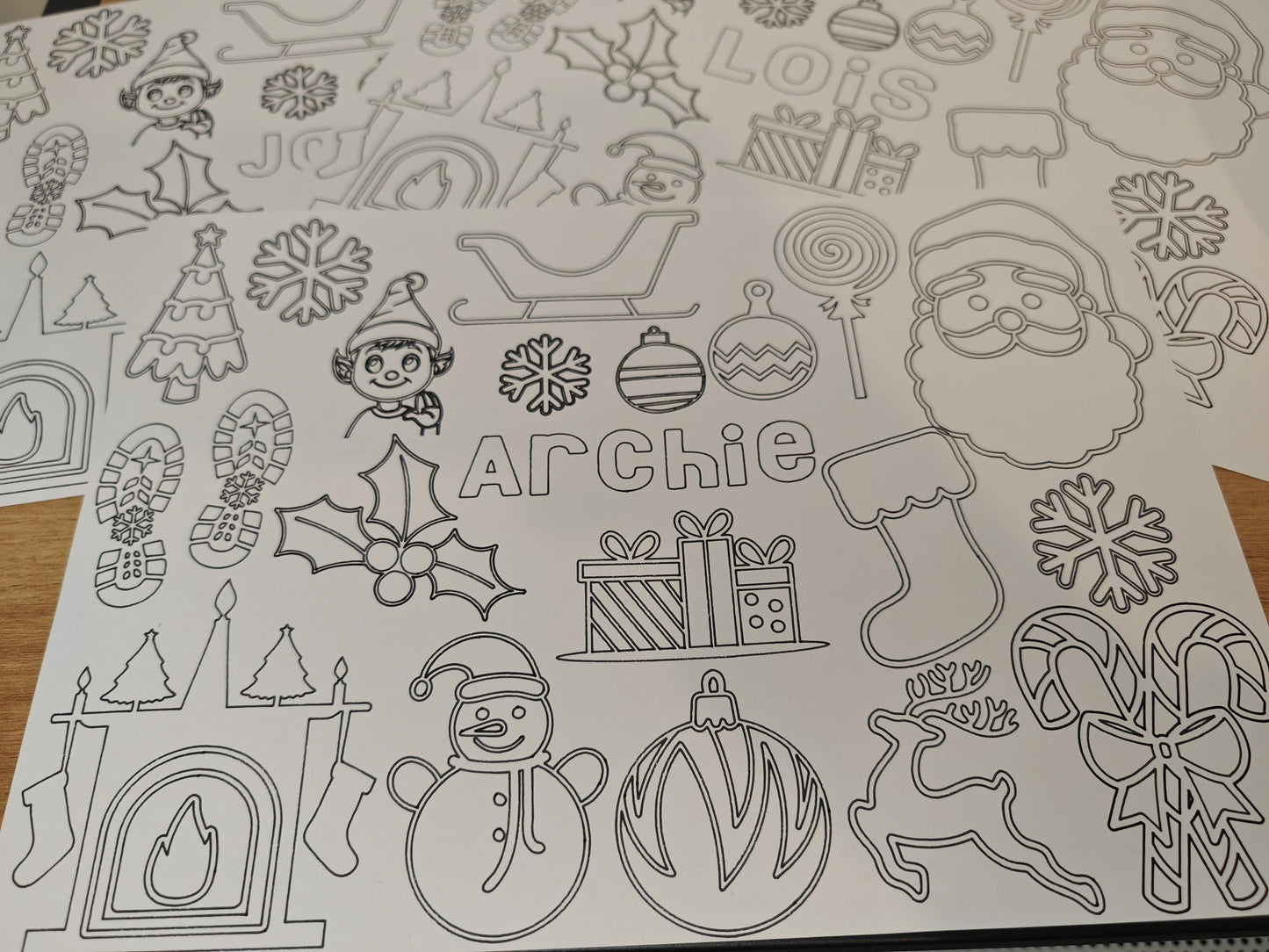 kids personalised Christmas colouring in placemat card