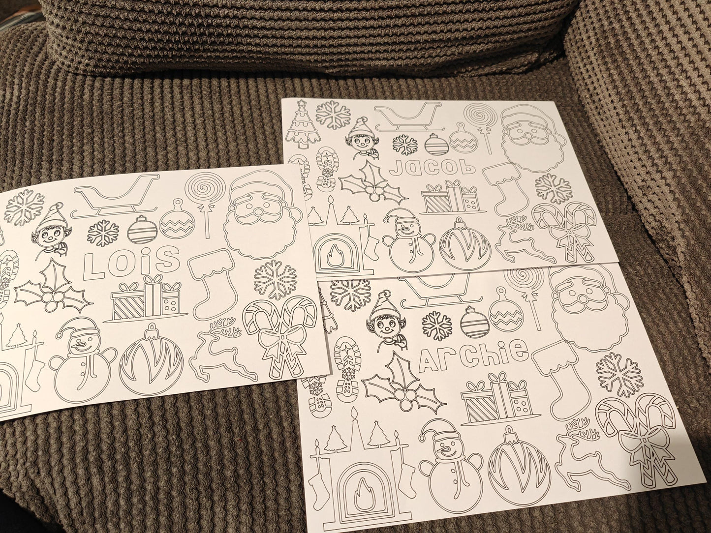 kids personalised Christmas colouring in placemat card