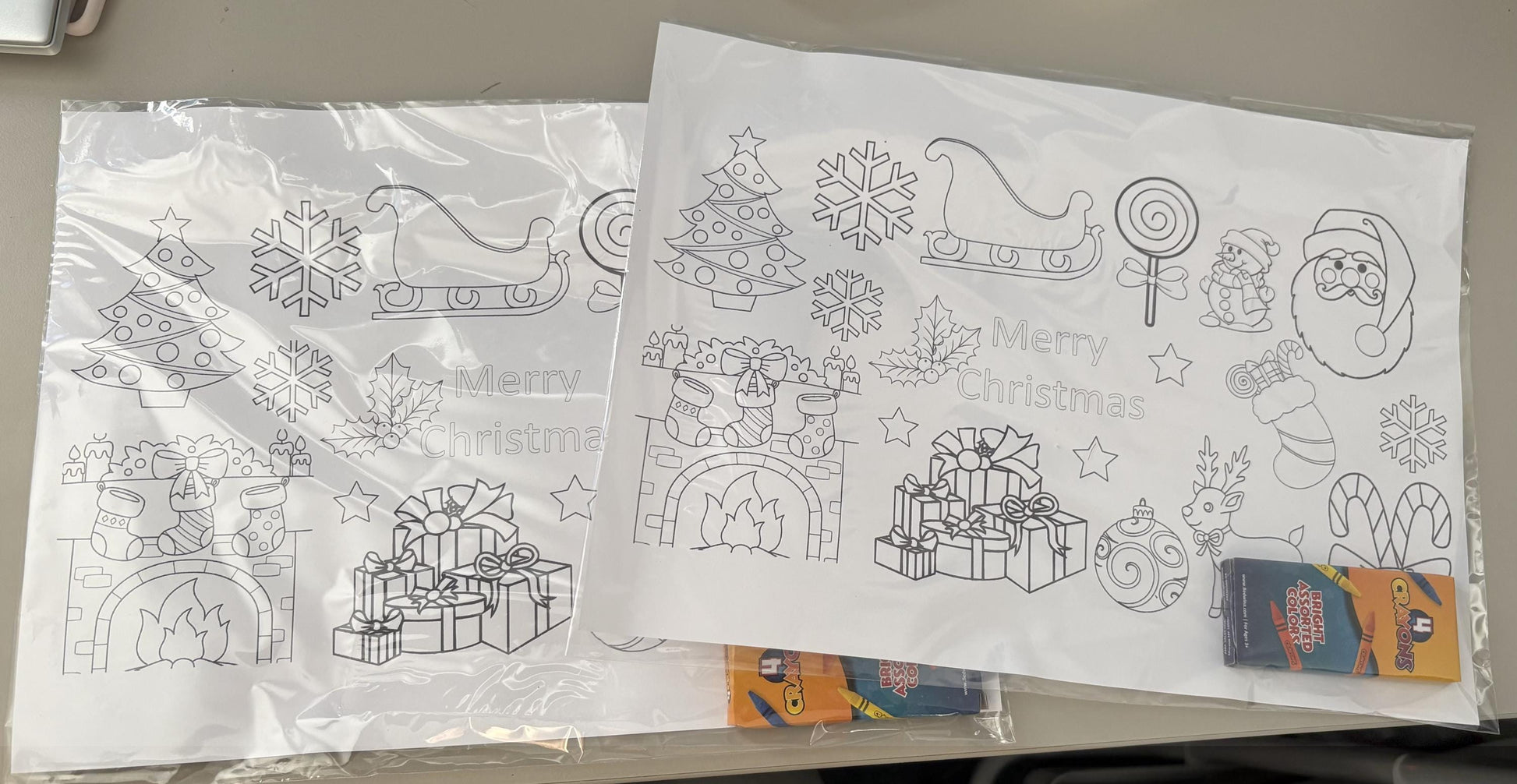 kids Christmas colouring in placemat card