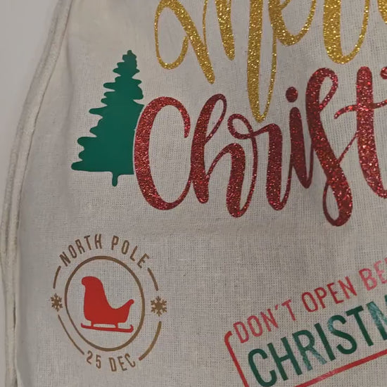 Personalised santa sack - christmas stocking, gift bag, christmas eve bag