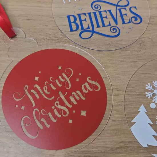 large 10cm Acrylic Bauble - Winter scene - White